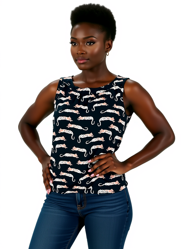 Loft Navy/Pink Print Pre-Owned Ladies Top - Size XS