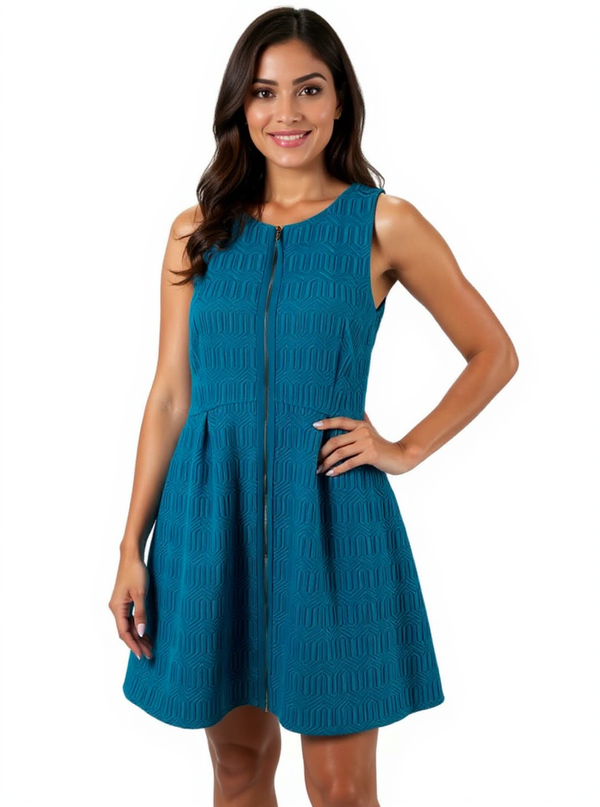 Leifsdottir Turquoise Textured Pre-Owned Ladies Dress - Size 8