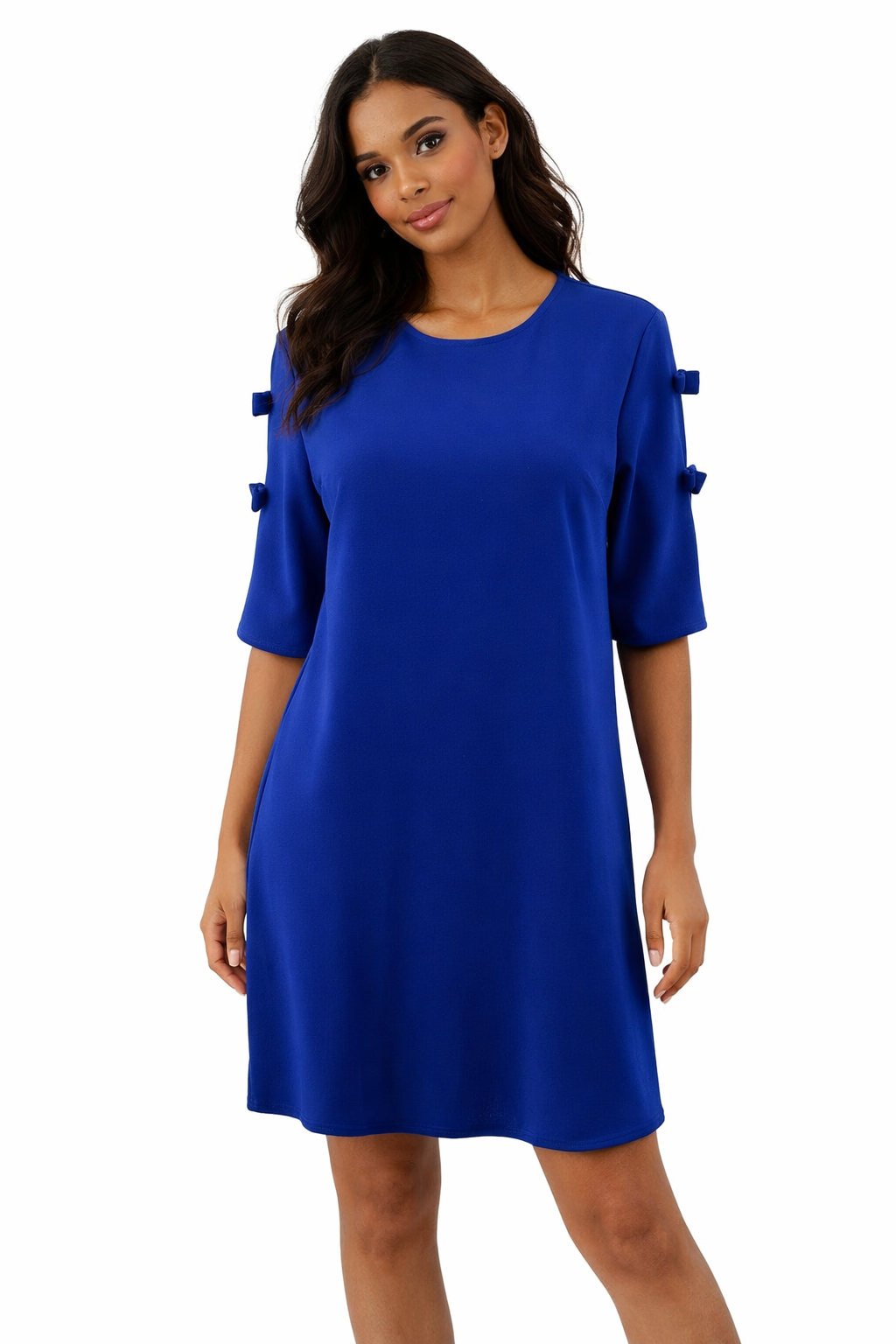 Aryeh Blue Solid Pre-Owned Ladies Dress - Size Medium