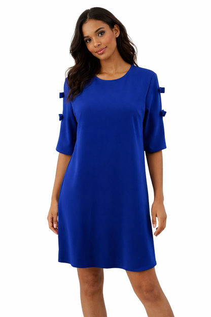 Aryeh Blue Solid Pre-Owned Ladies Dress - Size Medium