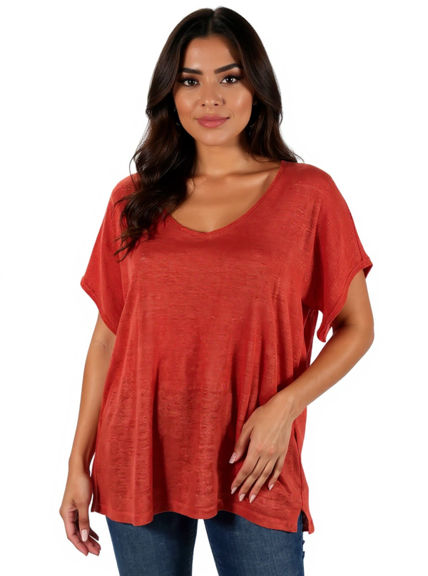 Loft Orange Solid Pre-Owned Ladies Top - Size XL