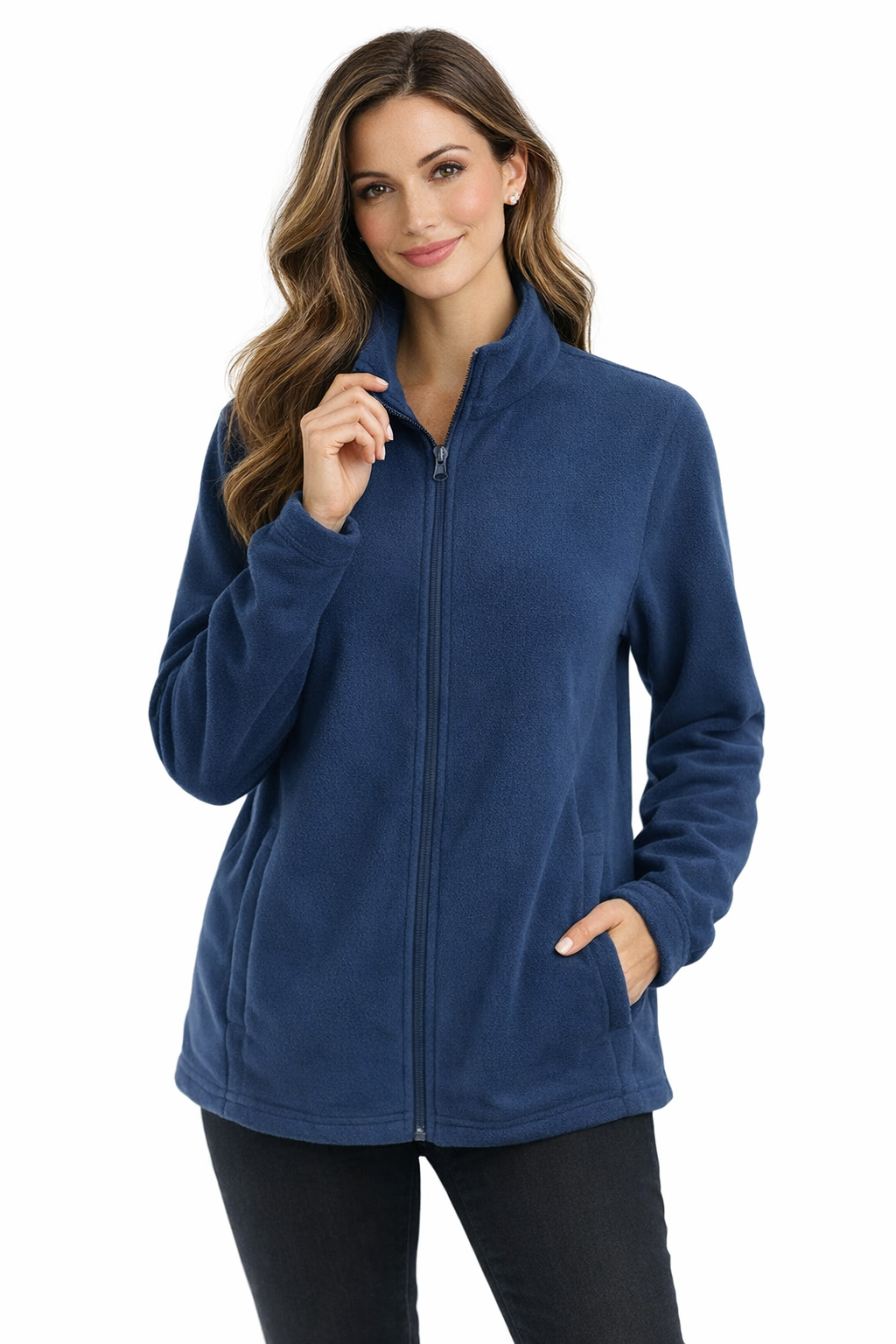 Lands End Navy Fleece Pre-Owned Ladies Activewear - Size Large