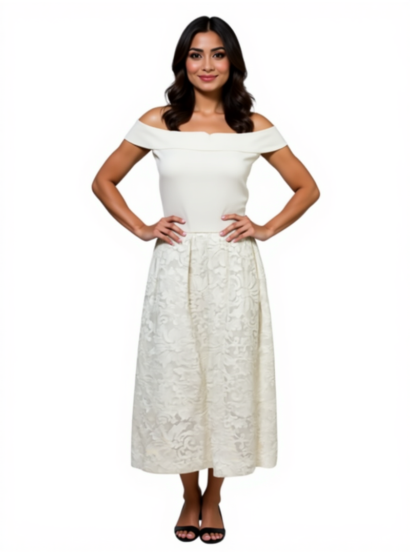 Camilyn Beth White Lace Pre-Owned Ladies Dress - Size 6