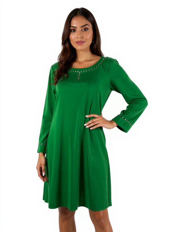 Ming Wang Green Beaded Pre-Owned Ladies Dress - Size Medium