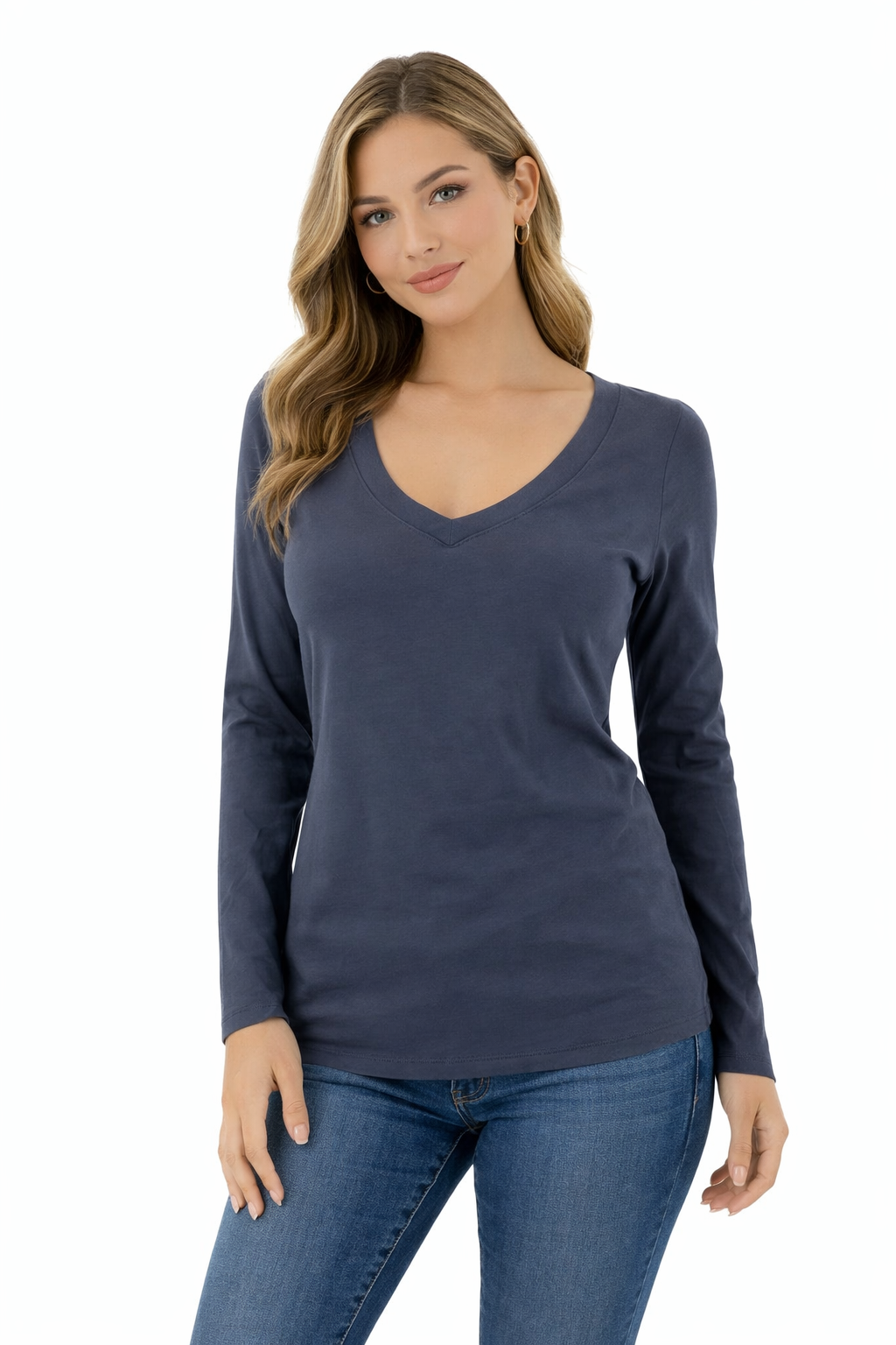 Loft Navy Solid Ladies Pre-Owned Top - Size Medium