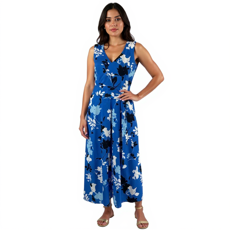 Vince Camuto Blue/Navy/White Floral Jumpsuit- Size XS