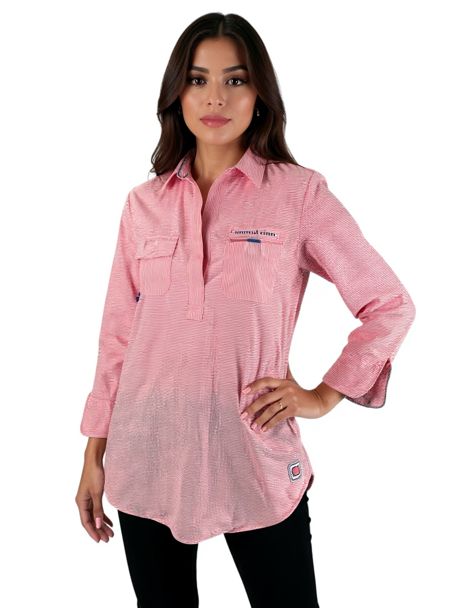 Vineyard Vines white and pink striped pre-owned tunic pullover in size 00, perfect for coastal athleisure style.