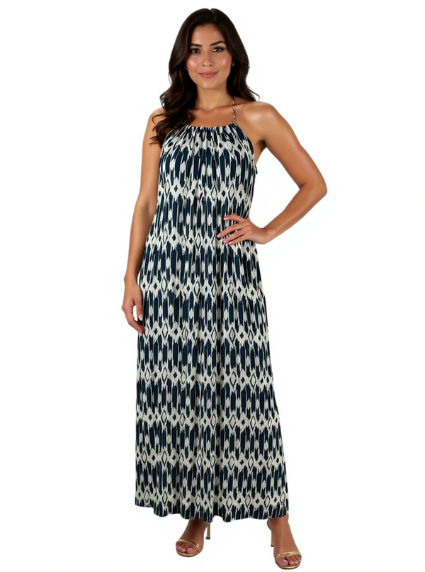 J Crew Navy/White Print Pre-Owned Ladies Dress - Size Medium