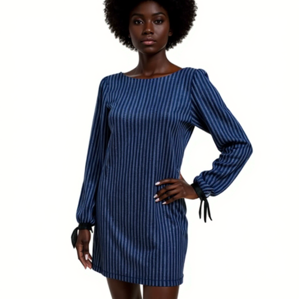 Moonlight Blue/Black Print Pre-Owned Ladies Dress - Size Small