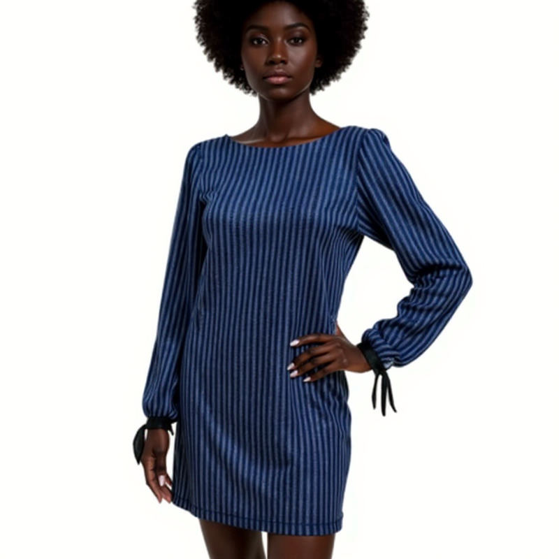 Moonlight Blue/Black Print Pre-Owned Ladies Dress - Size Small