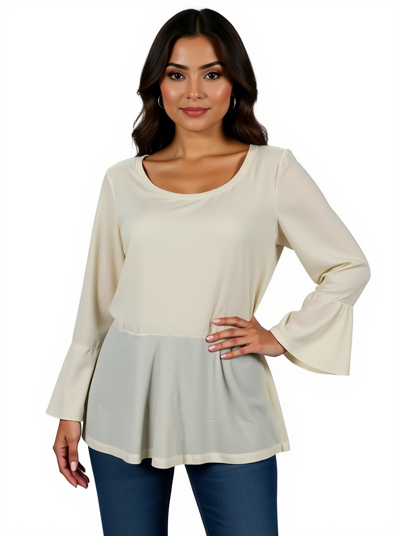 Issac Mizrahi Cream Solid Pre-Owned Ladies Top - Size Small