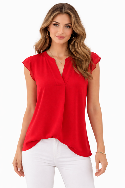 Calvin Klein Red Solid Ladies Pre-Owned New with Tags Top - Size Medium