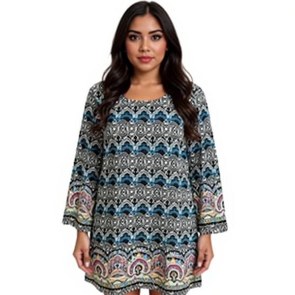 Derek Heart Black/Blue Print Ladies Pre-Owned Dress - Size Small