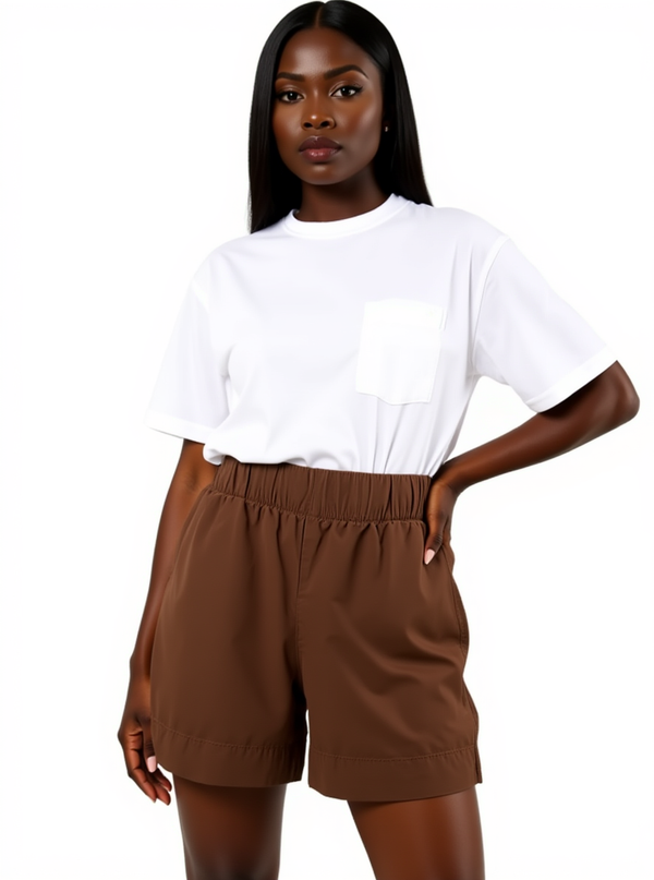 Pre-Owned Gap Brown Solid Linen-Blend Pull-On Shorts - Size Large