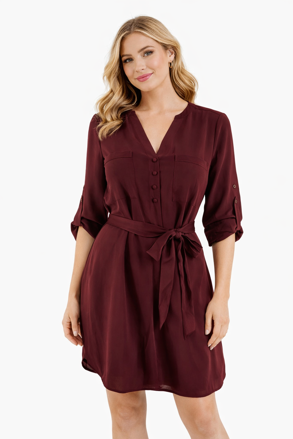 Express Burgundy Solid Pre-Owned Ladies Dress - Size Small