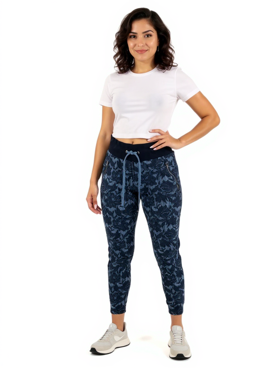 Athleta blue floral activewear for women, size 6, featuring a vibrant design and comfortable fit for workouts.