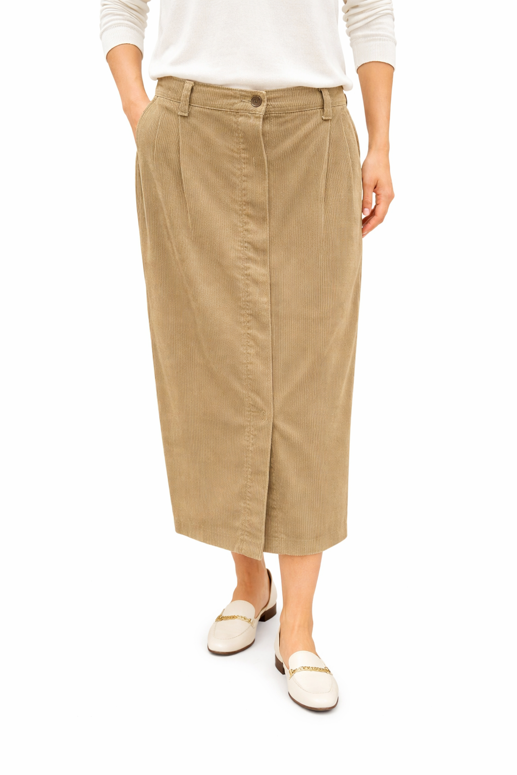 The Villager Tan Corduroy Pre-Owned Ladies Skirt - Size 14 - Margaret’s Fine Consignment