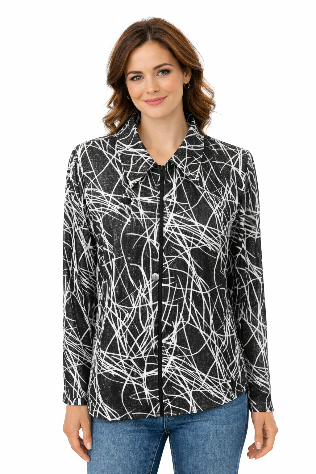 Joseph Ribcoff Black/White Print Pre-Owned Ladies Jacket - Size Medium