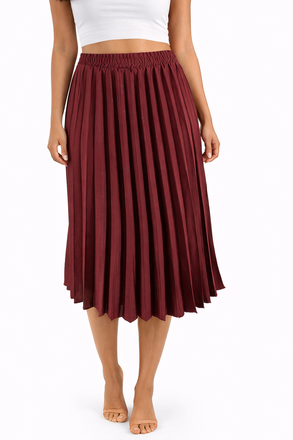 Max Studio Maroon Pleated Pre-Owned Ladies New With Tags Skirt - Size XL - Margaret’s Fine Consignment