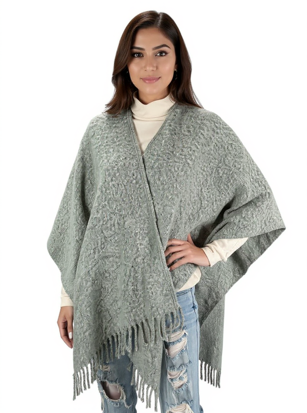 Echo Gray Fringe Pre-Owned Ladies Wrap - One Size Fits Most