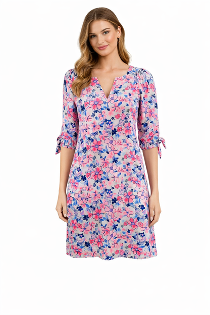 Lilly Pulitzer Pink/White/Blue Floral Pre-Owned Ladies Dress - Size XS