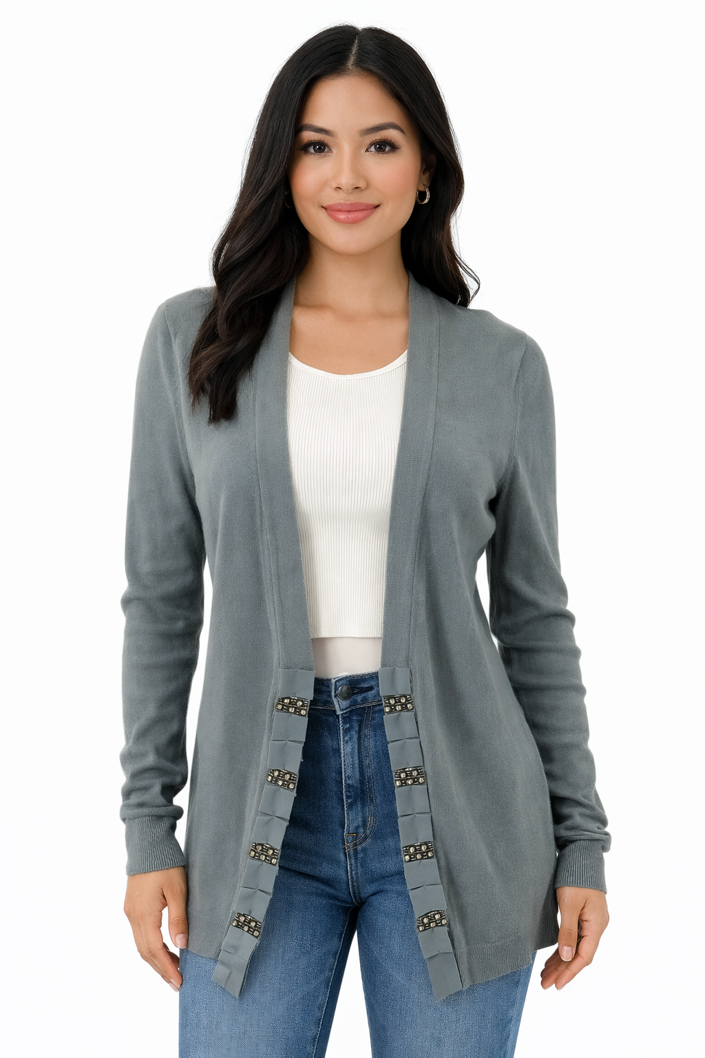 Loft Gray Ladies Pre-Owned Cardigan - Size Small