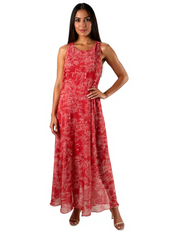 Tommy Hilfiger Coral/White Floral Pre-Owned Ladies Dress - Size 12