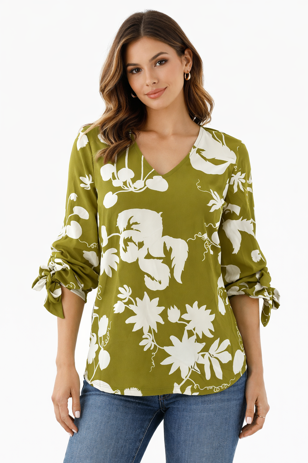 Ann Taylor Green/White Print Pre-Owned Ladies Top - Size XS