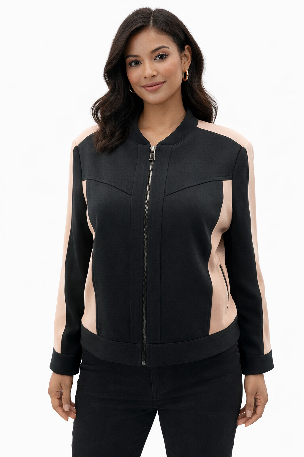 BCBG Tan/Black Solid Pre-Owned Ladies New With Tags Jacket - Size Large