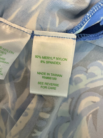 Lilly Pulitzer Willa Tunic Top Print V-Neck Blue Pink Pre-Owned Size L - Downstairs
