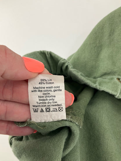 J.Crew Olive Shorts Seaside Linen Cotton Blend Drawstring Shorts XS Olive Green Raw Hem - Size XS
