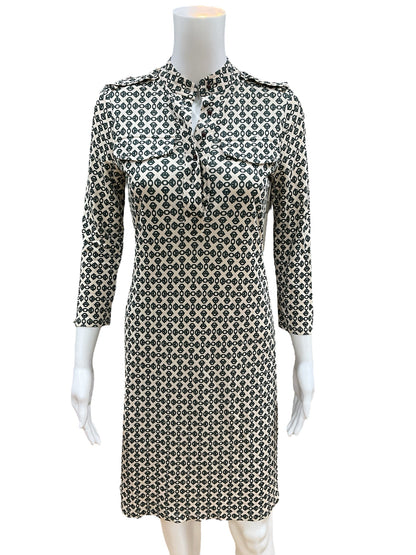 Tory Burch Size XS Cream/Green Print Dress