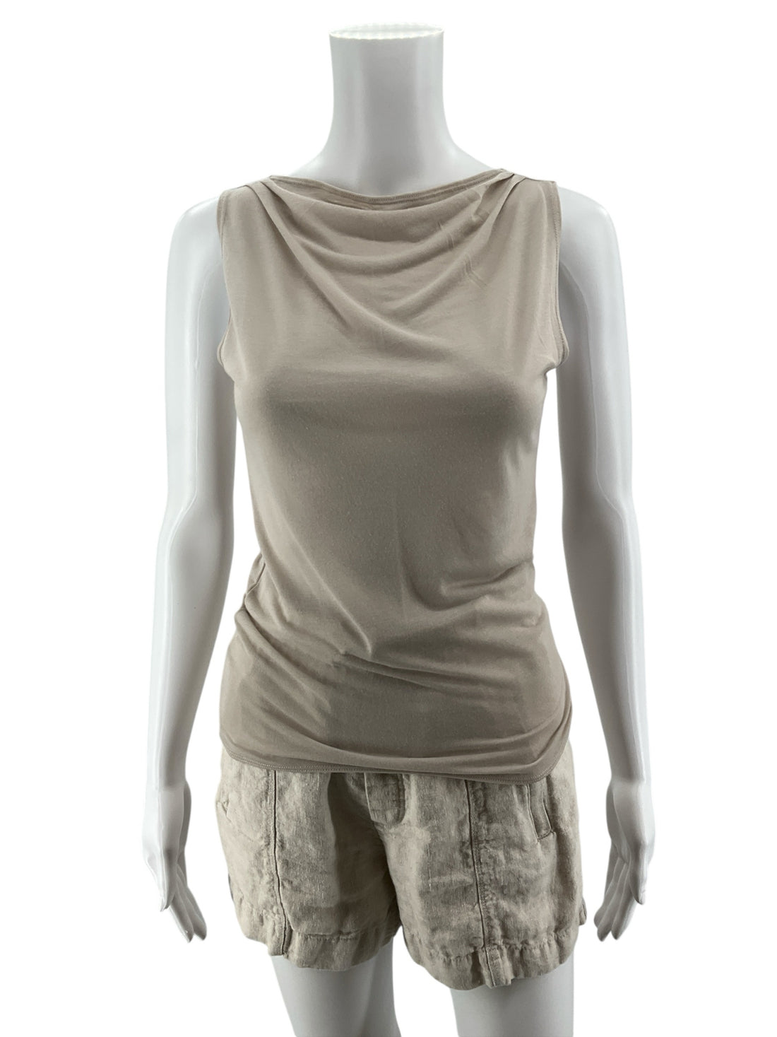 Abercrombie &amp; Fitch Draped Cowl Neck Ruched Tank Top Tan Size Small