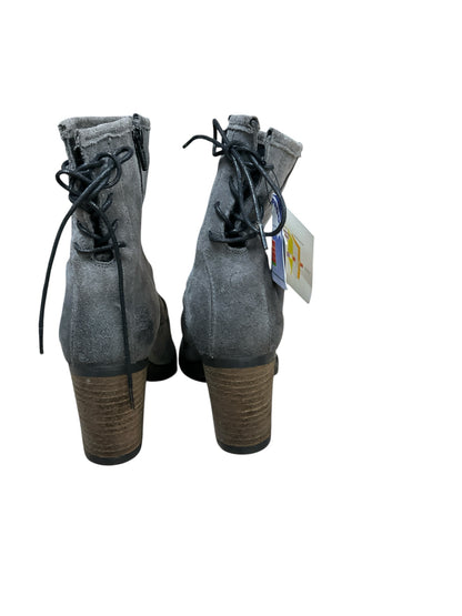 b.o.c (Born Concepts) Cybele Gray Suede Lace-Up Back Block Heel Ankle Booties