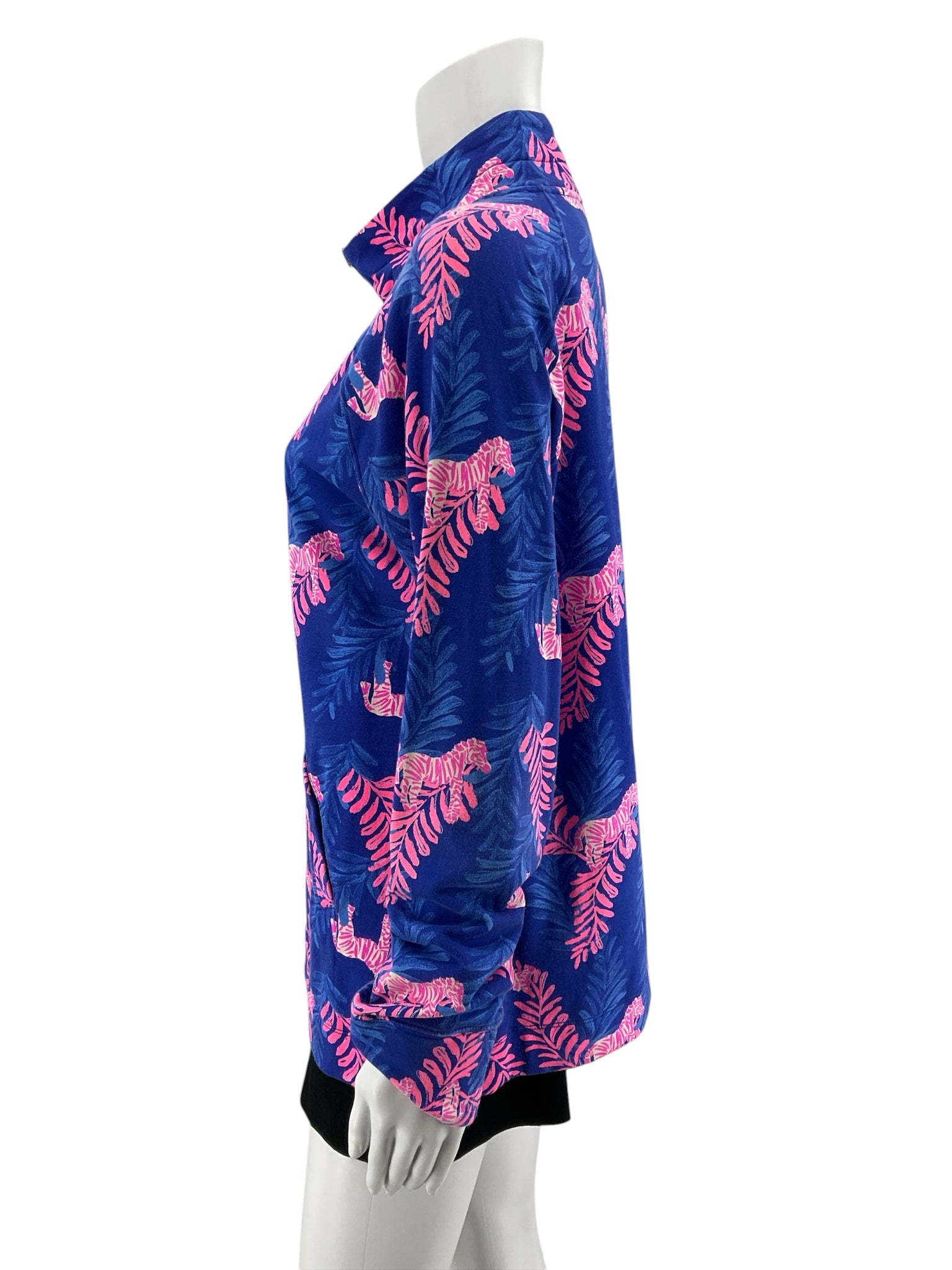 Lilly Pulitzer Skipper Popover Blue Skies Pink Zebra Half Zip Top Size Large
