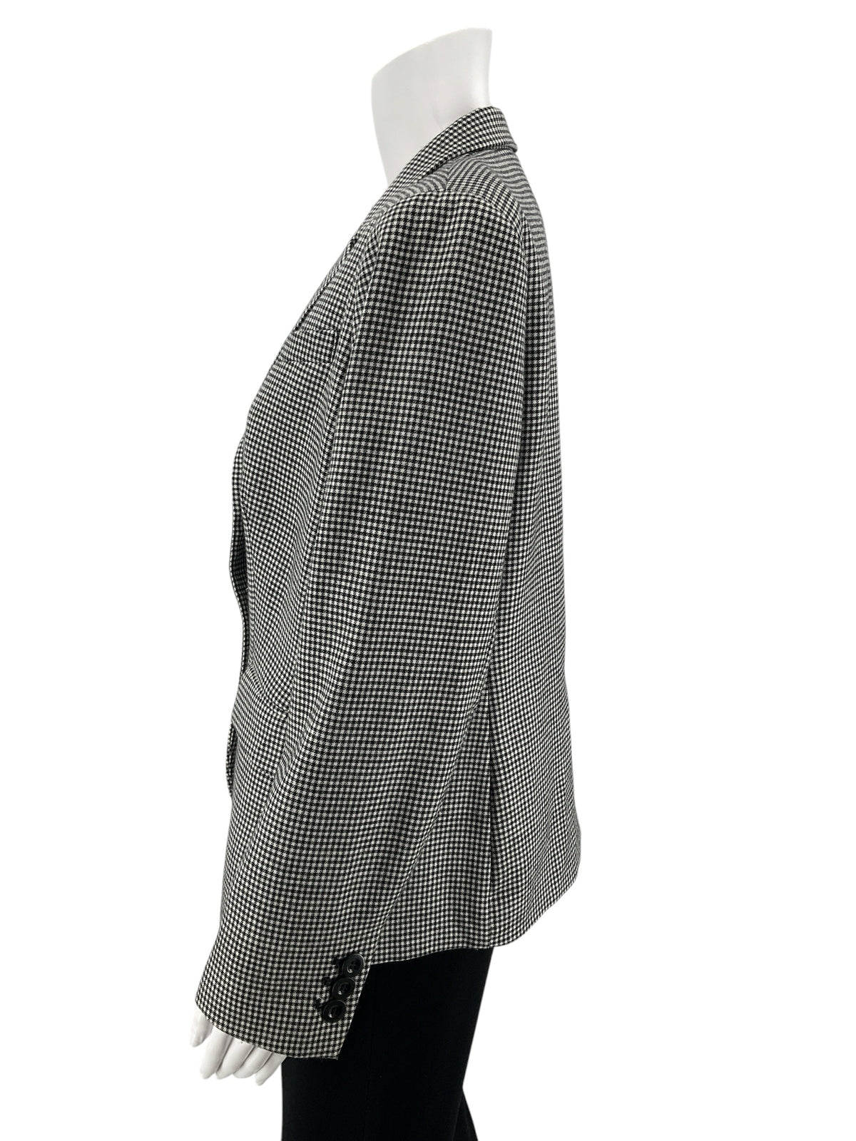 Talbots Houndstooth Checkered Blazer Black White Wool Blend Size 10