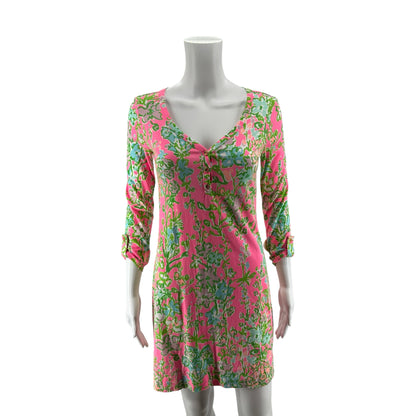 Lilly Pulitzer Marlowe Dress XS Pink Floral Lobstah Roll Pima Cotton