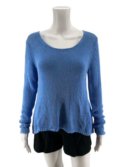 Lilly Pulitzer Melody Sweater Blue Cotton Scoop Neck Pullover Size Medium
