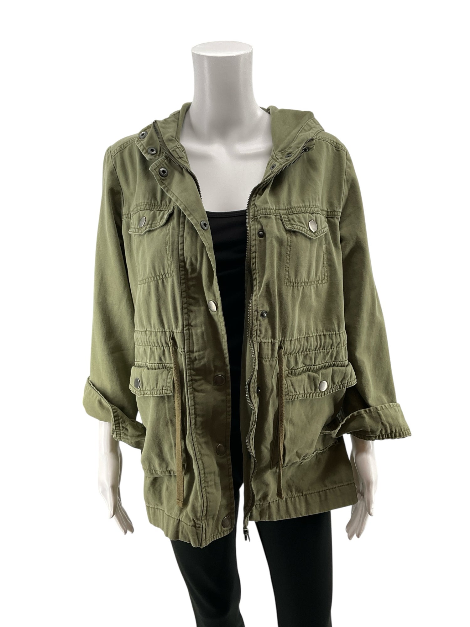 BP. Olive Green Cotton Twill Utility Anorak Jacket | Size Medium