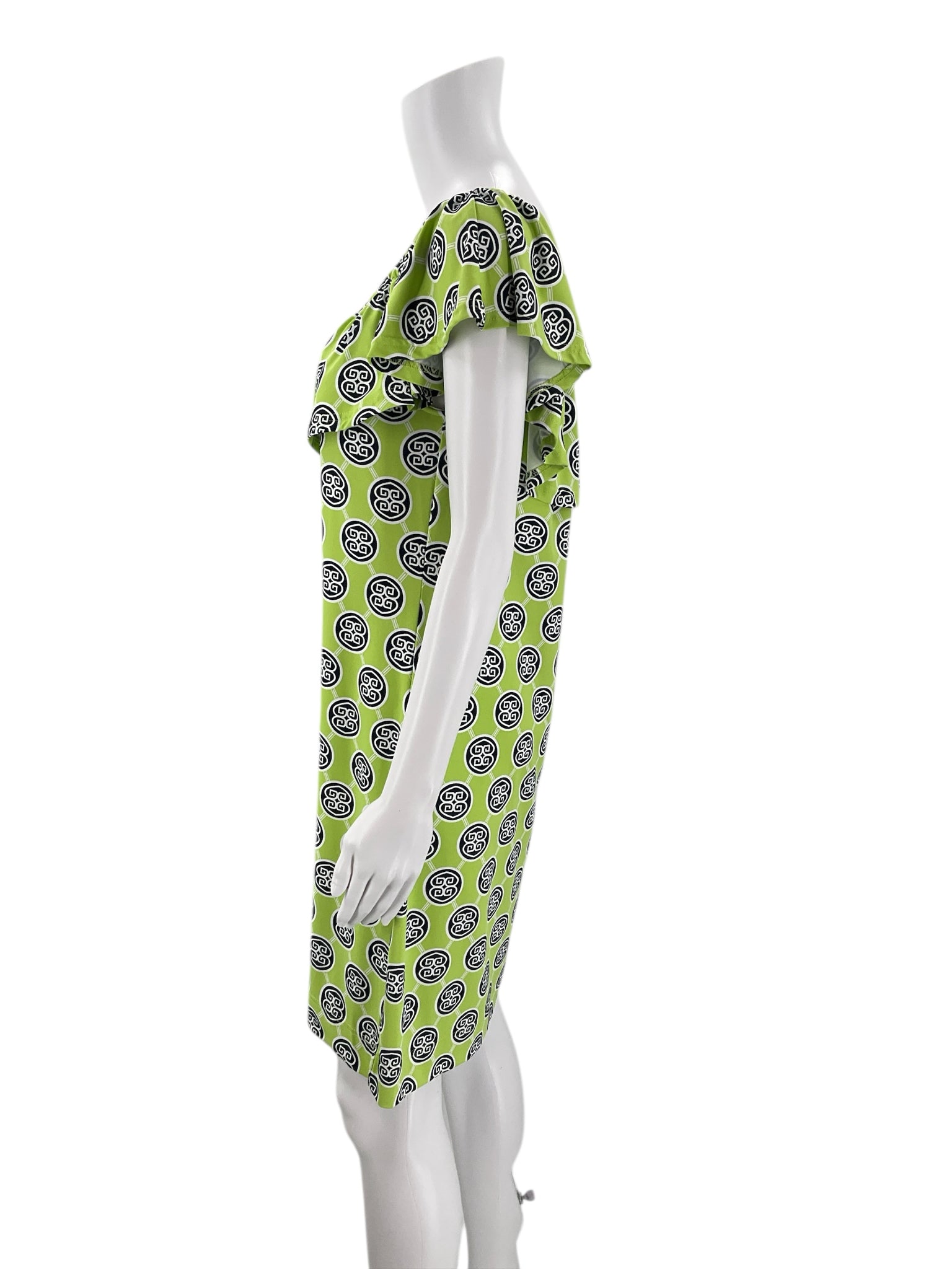 Lulu B Lime/Navy/White Print Dress - Size Small