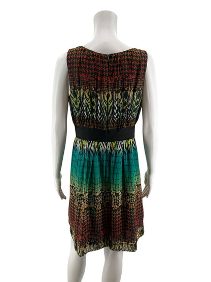Max &amp;amp; Cleo Ombré Animal Print Sleeveless Dress Size 10 Brown Black Teal