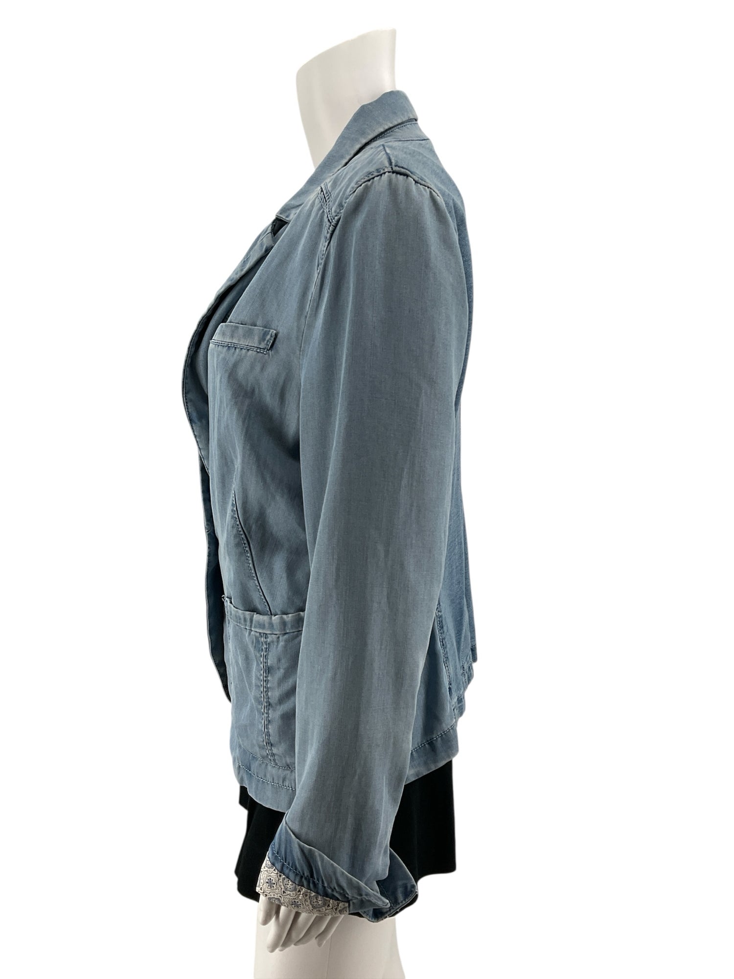 Pilcro and the Letterpress Chambray Mixed-Media Blazer Jacket Size Medium