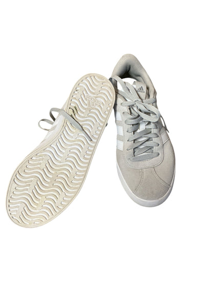 Adidas Gazelle Womens Sneakers Sz 8.5 Grey Suede White Stripes Pre-Owned