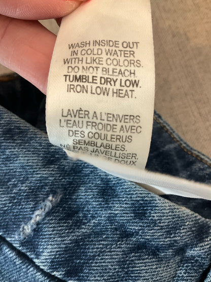 Good American Good Legs Straight Slit Hem Jeans Size 4/27 Blue Distressed High Rise