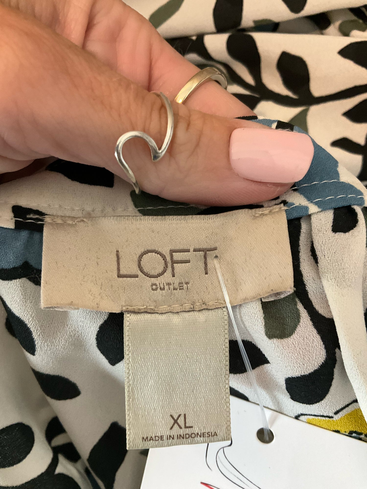 LOFT Outlet Floral Boatneck Blouson Sleeve Blouse | Size XL