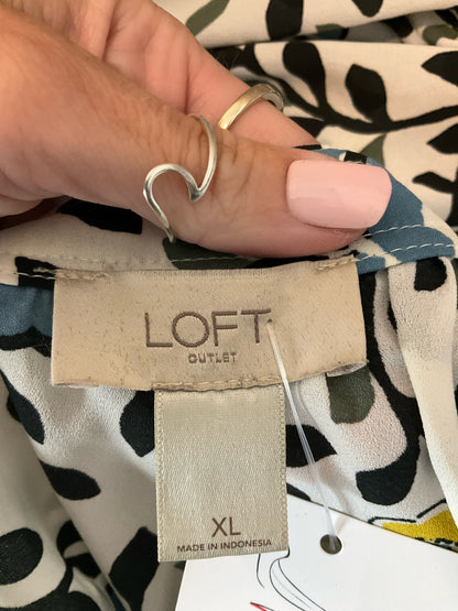 LOFT Outlet Floral Boatneck Blouson Sleeve Blouse | Size XL