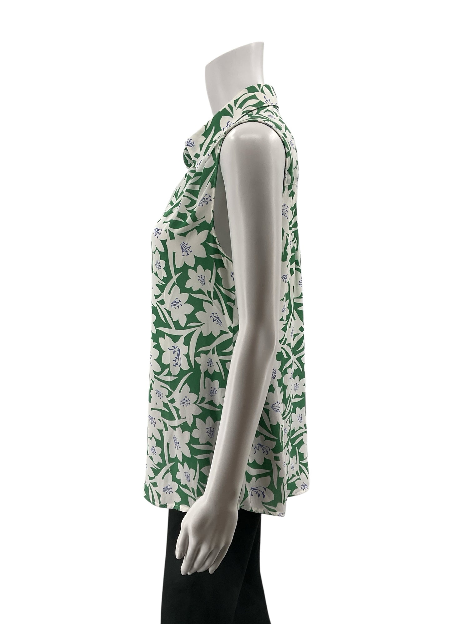 cabi Posey Top Floral Sleeveless Blouse Green White Purple Size Small