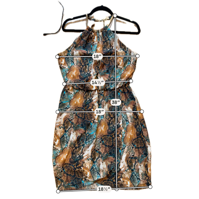 Bisou Bisou Brown/Teal Snake Pre-Owned Ladies Dress - Size 6 - ONLINE ONLY