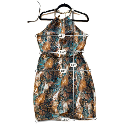 Bisou Bisou Brown/Teal Snake Pre-Owned Ladies Dress - Size 6 - ONLINE ONLY