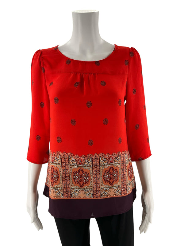 Maeve Red Solid Pre-Owned Ladies Top - Size 4